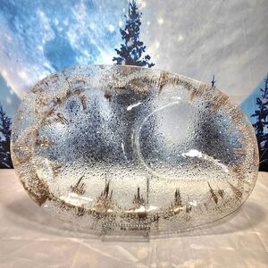 ️️DOROTHY THORPE Vintage MCM "Atomic Splash" Large Glass Serving Tray